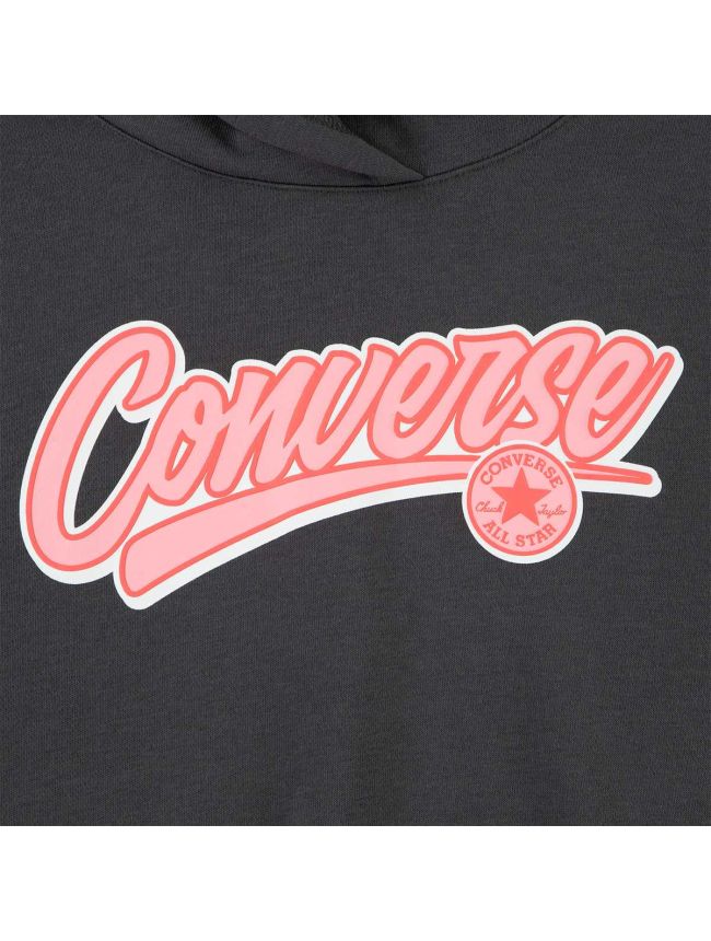 Converse Girls Relaxed Graphic Hoodie In Charcoal