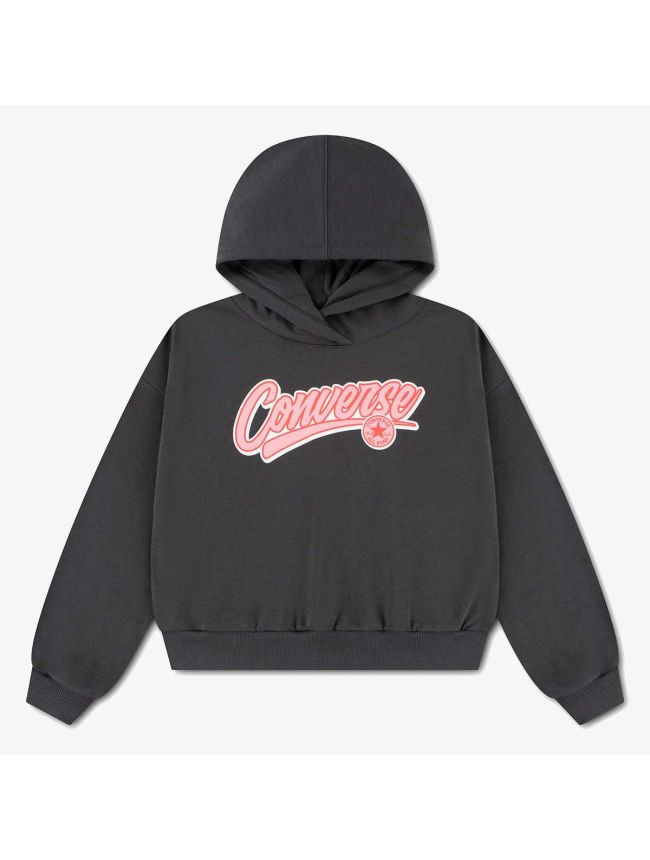 Converse Girls Relaxed Graphic Hoodie In Charcoal