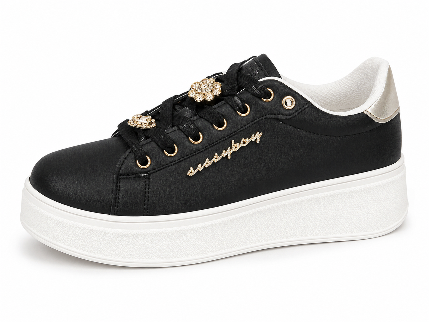 Sissy Boy Womens Gabriella Sneakers With Charms In Black