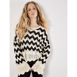Mandi Pointelle Knit Chevron Jumper In Cream