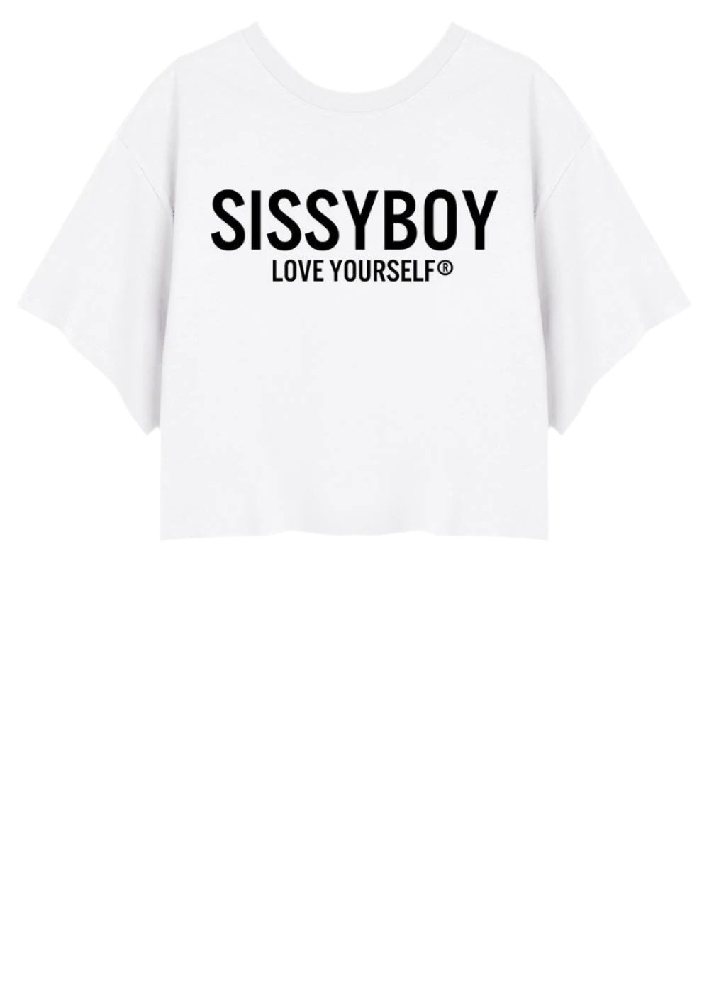 Sissyboy T31523 Ladies Single Liner Print Logo Top White