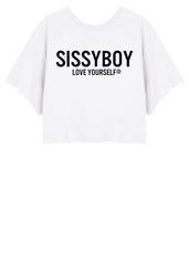 Sissyboy T31523 Ladies Single Liner Print Logo Top White