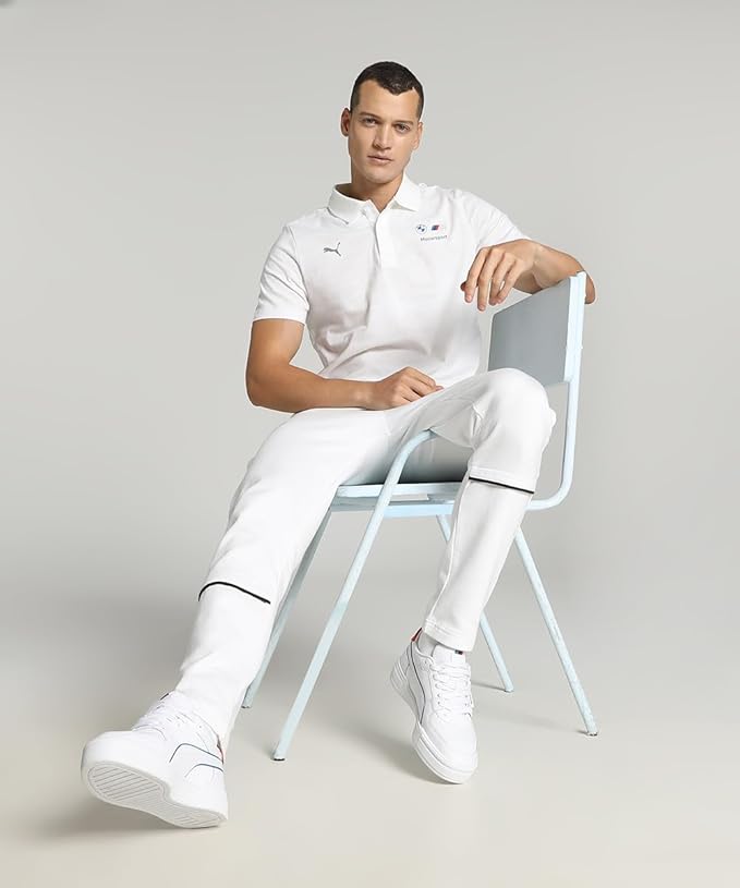 Puma Mens Bmw Mms Jacquuard Polo Shirt White