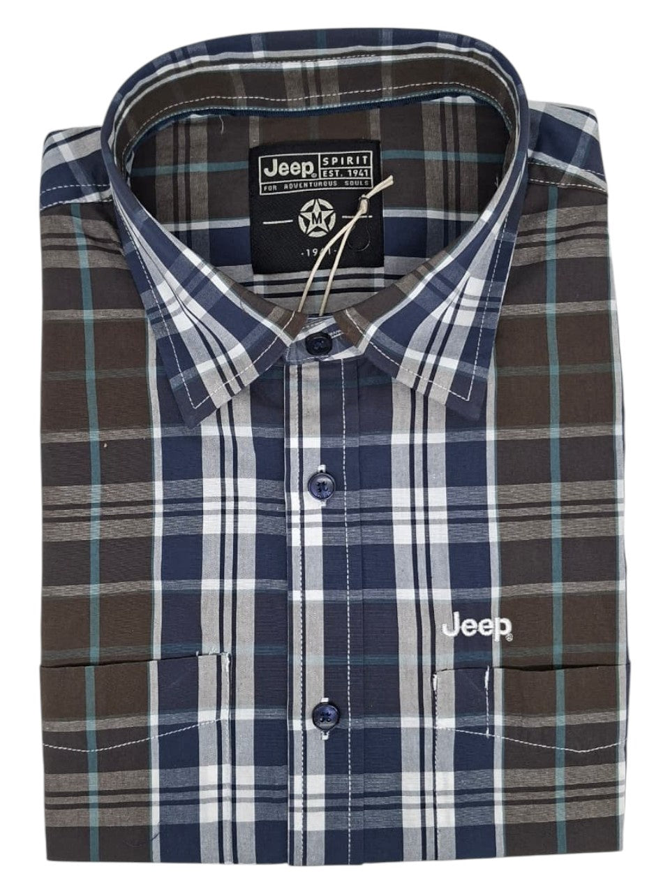 Jeep Mens Yarn Dye Ss Check Shirt Multi