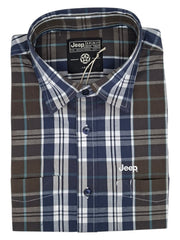 Jeep Mens Yarn Dye Ss Check Shirt Multi