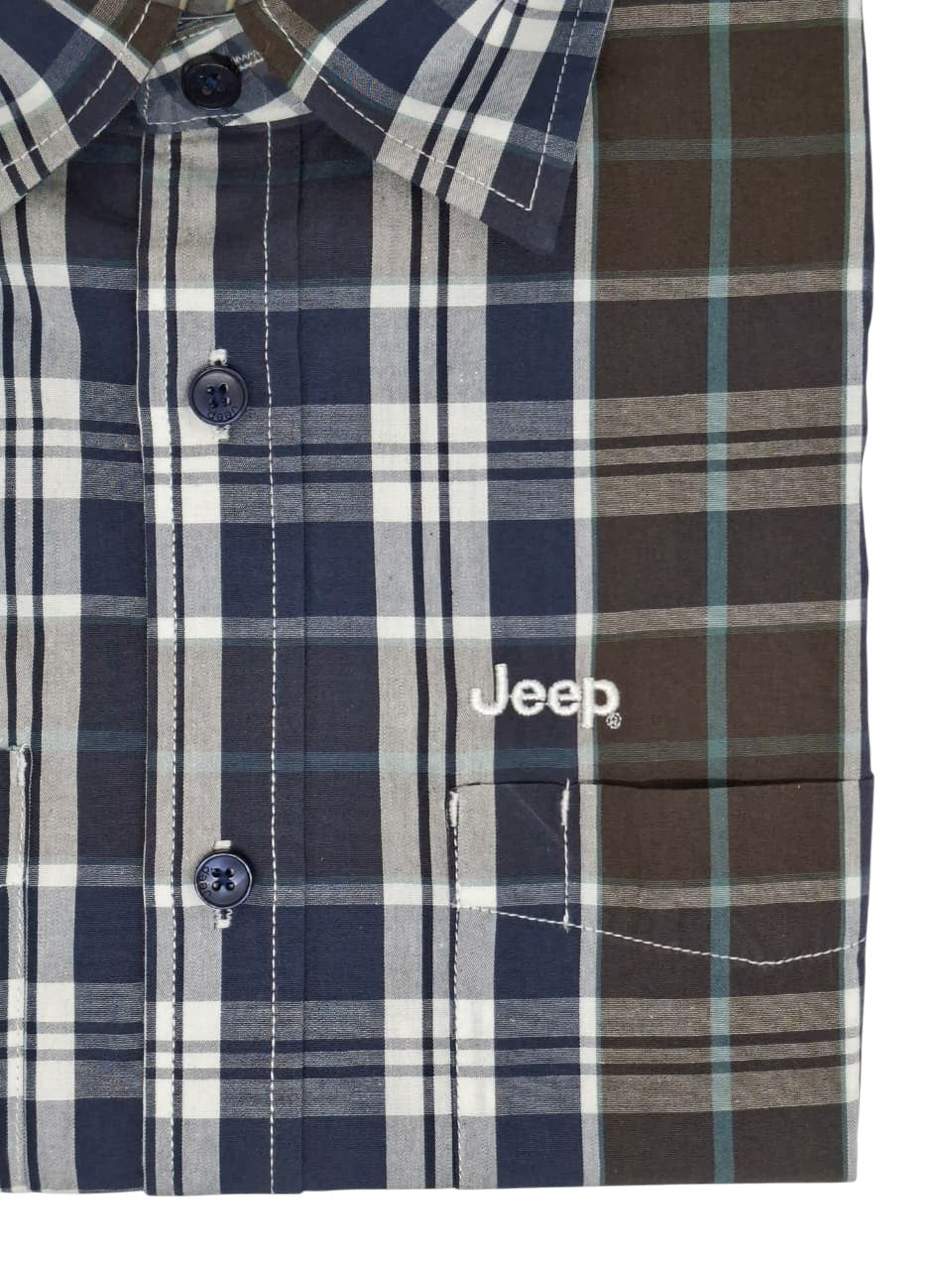 Jeep Mens Yarn Dye Ss Check Shirt Multi