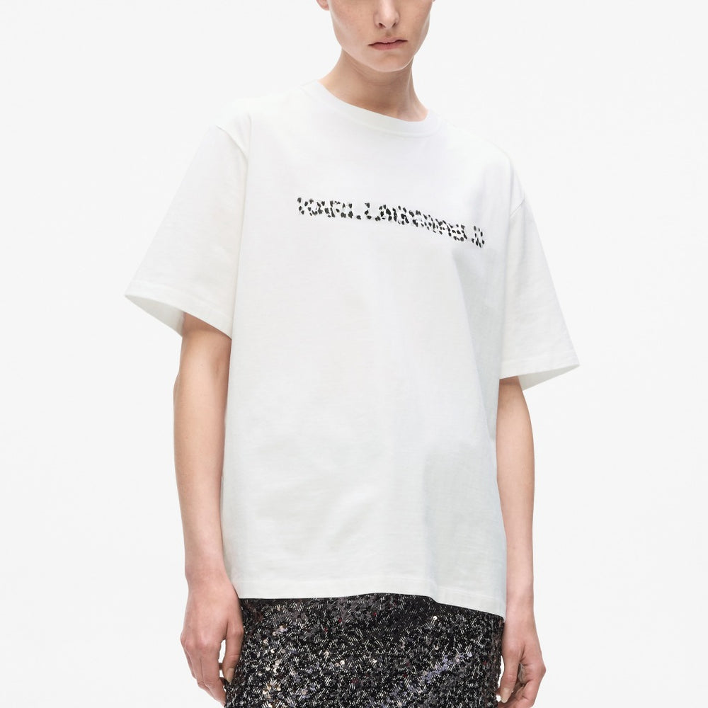 Karl Lagerfeld Mens Oversized Snow Leo Logo T-Shirt In White