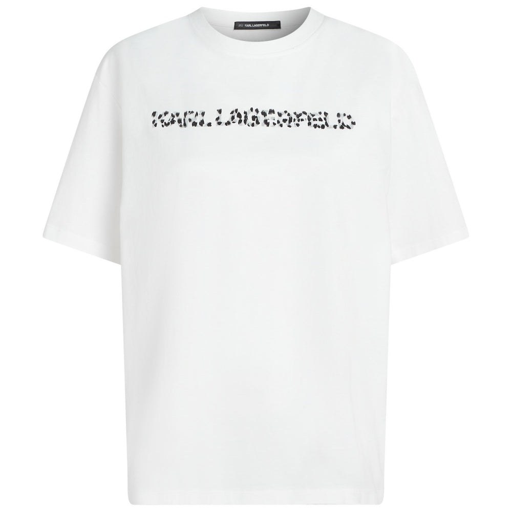 Karl Lagerfeld Mens Oversized Snow Leo Logo T-Shirt In White