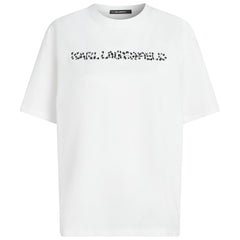 Karl Lagerfeld Mens Oversized Snow Leo Logo T-Shirt In White