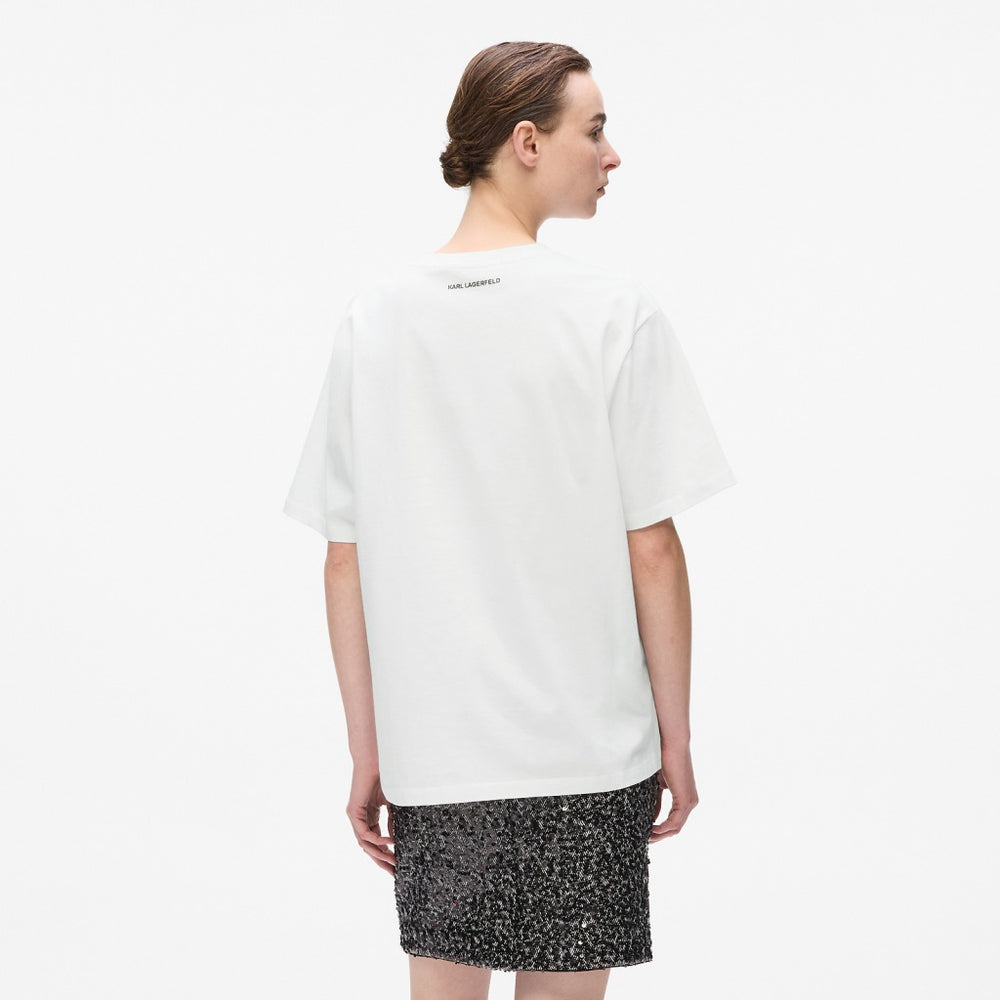 Karl Lagerfeld Mens Oversized Snow Leo Logo T-Shirt In White