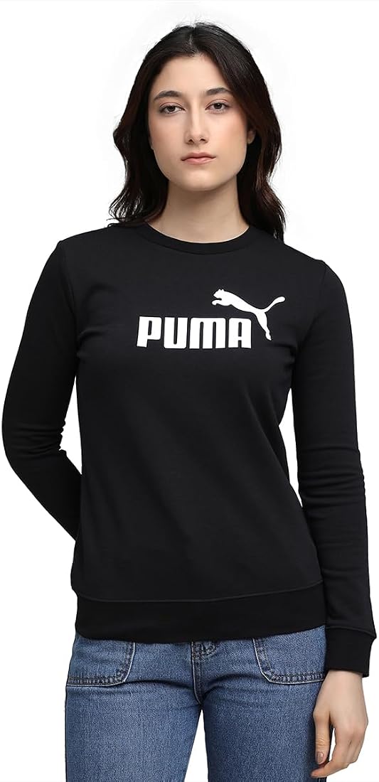 Puma Womens Essential No.1 Logo Crew Sweatshirt In Black