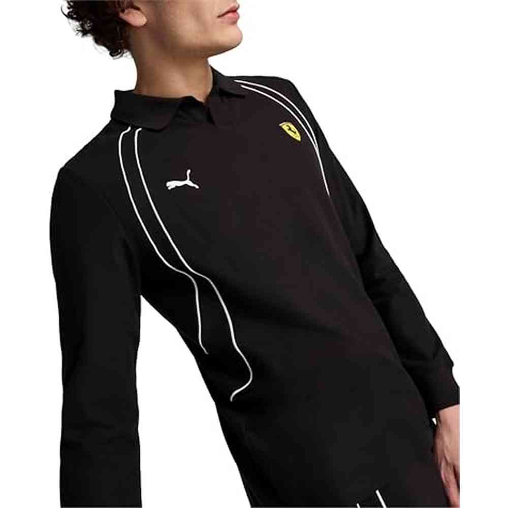 Puma Mens Ferrari Race Long Sleeves Polo T-Shirt In Black