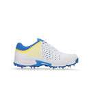 Puma Mens Spike Cricket Shoes In White/Blue/Yellow