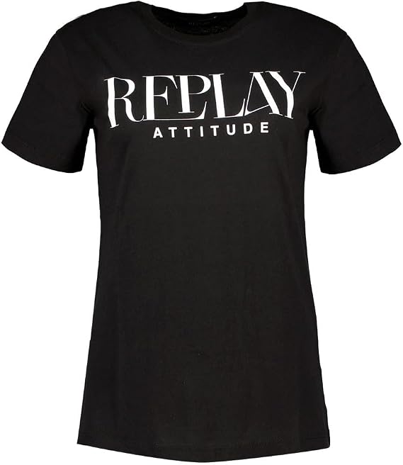 Replay Womens Short Sleeves T-Shirt In White/Black