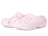 Crocs Womens Classic Floral Cutout Shoes In Pink