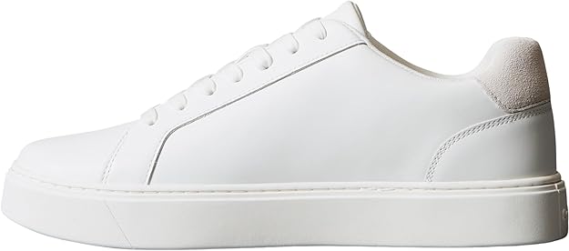 Calvin Klein Mens Classic Cupsole Leather Shoes In White