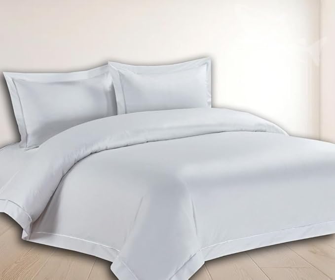 Egyptian Cotton T400 Oxford Stitch Duvet Cover In White