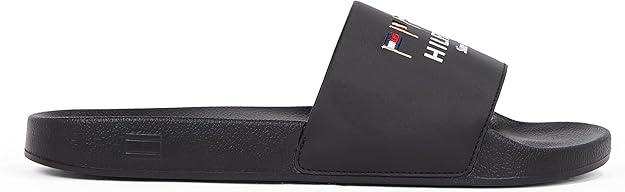 Tommy Hilfiger Mens Flags Pool Slides Black