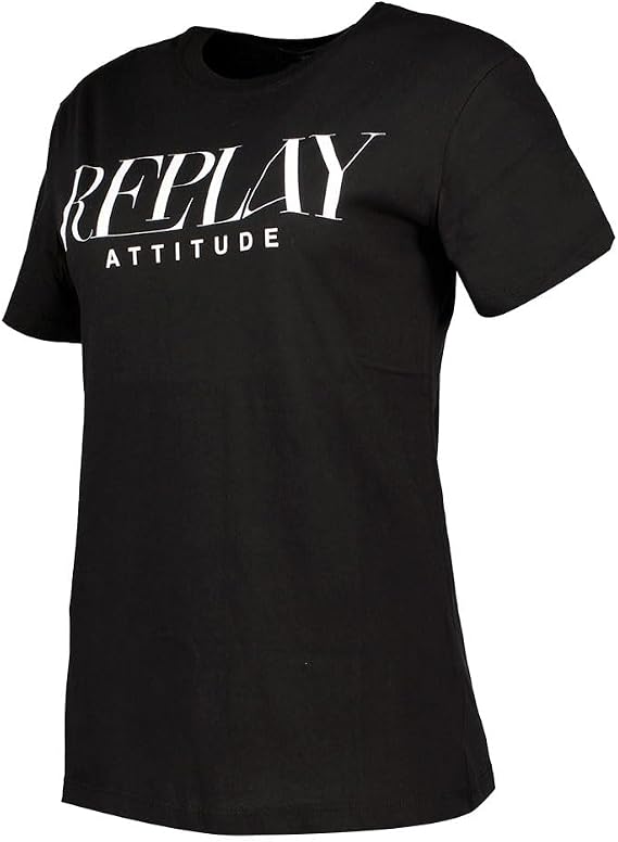 Replay Womens Short Sleeves T-Shirt In White/Black