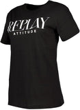 Replay Womens Short Sleeves T-Shirt In White/Black