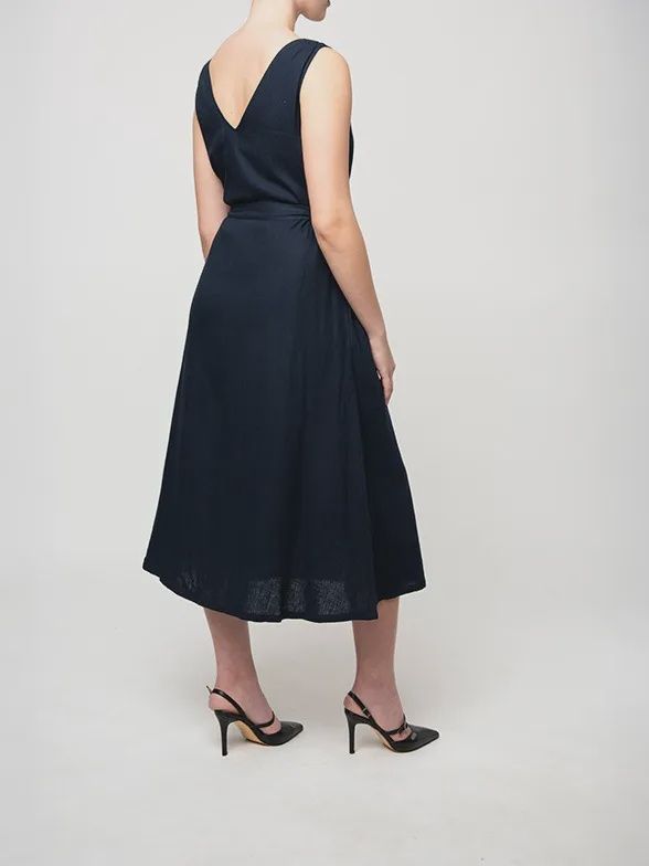 Polo Womens Sadie Belted Dress In Navy