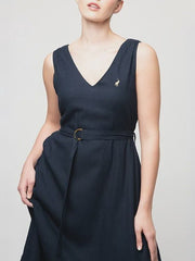 Polo Womens Sadie Belted Dress In Navy