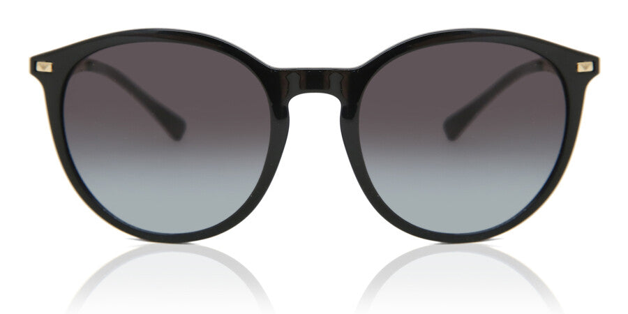 Emporio Armani Full Rim Round Sunglasses In Shiny Black
