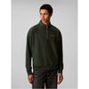 Calvin Klein Terry Micro Monologo Quarter Zip In Dark Green