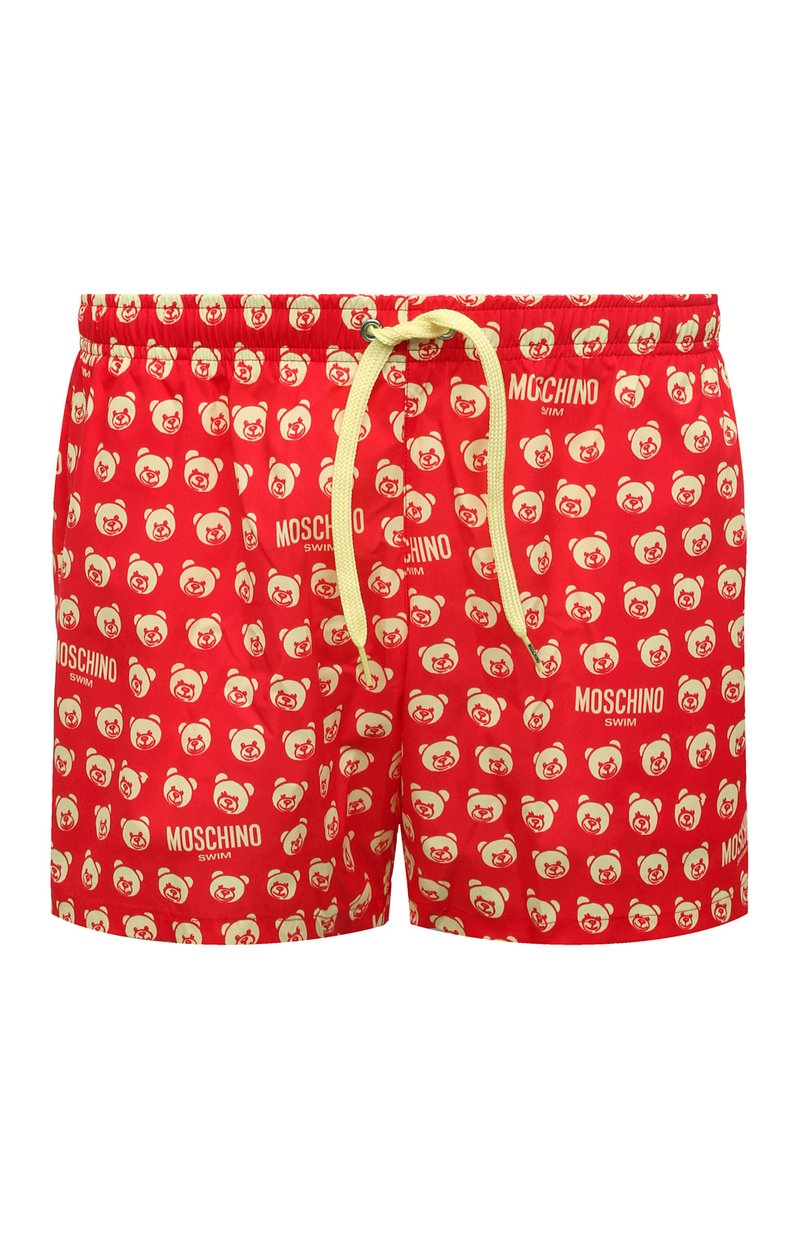 Moschino Mens Teddy Bear-Print Red Swim Shorts