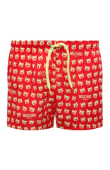 Moschino Mens Teddy Bear-Print Red Swim Shorts