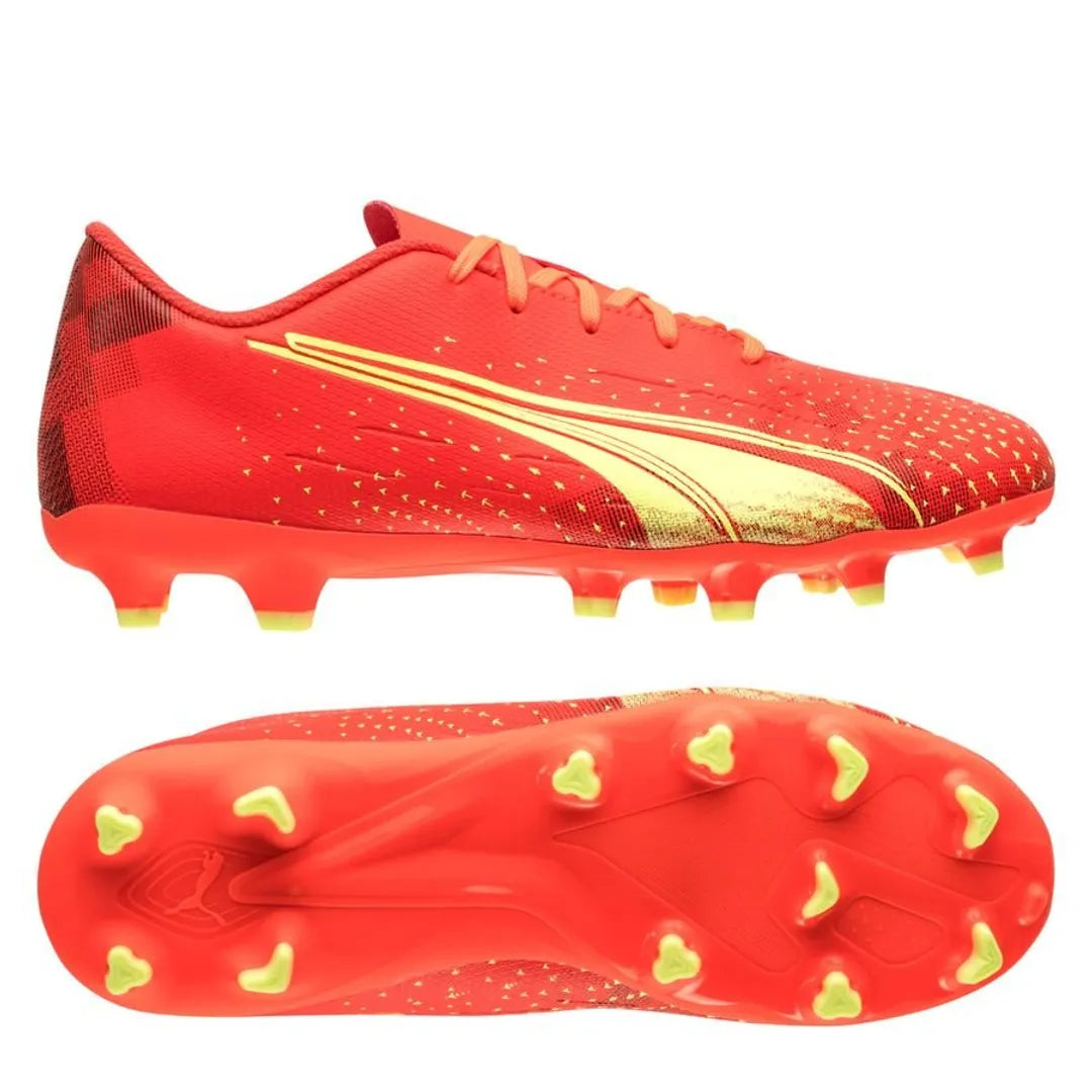 Puma Mens Ultra Play Fg/Ag Soccer Shoes In Coral/Fizzy Light/Black