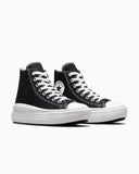 Converse Ladies Ctas Move High Canvas Shoes In Black And White