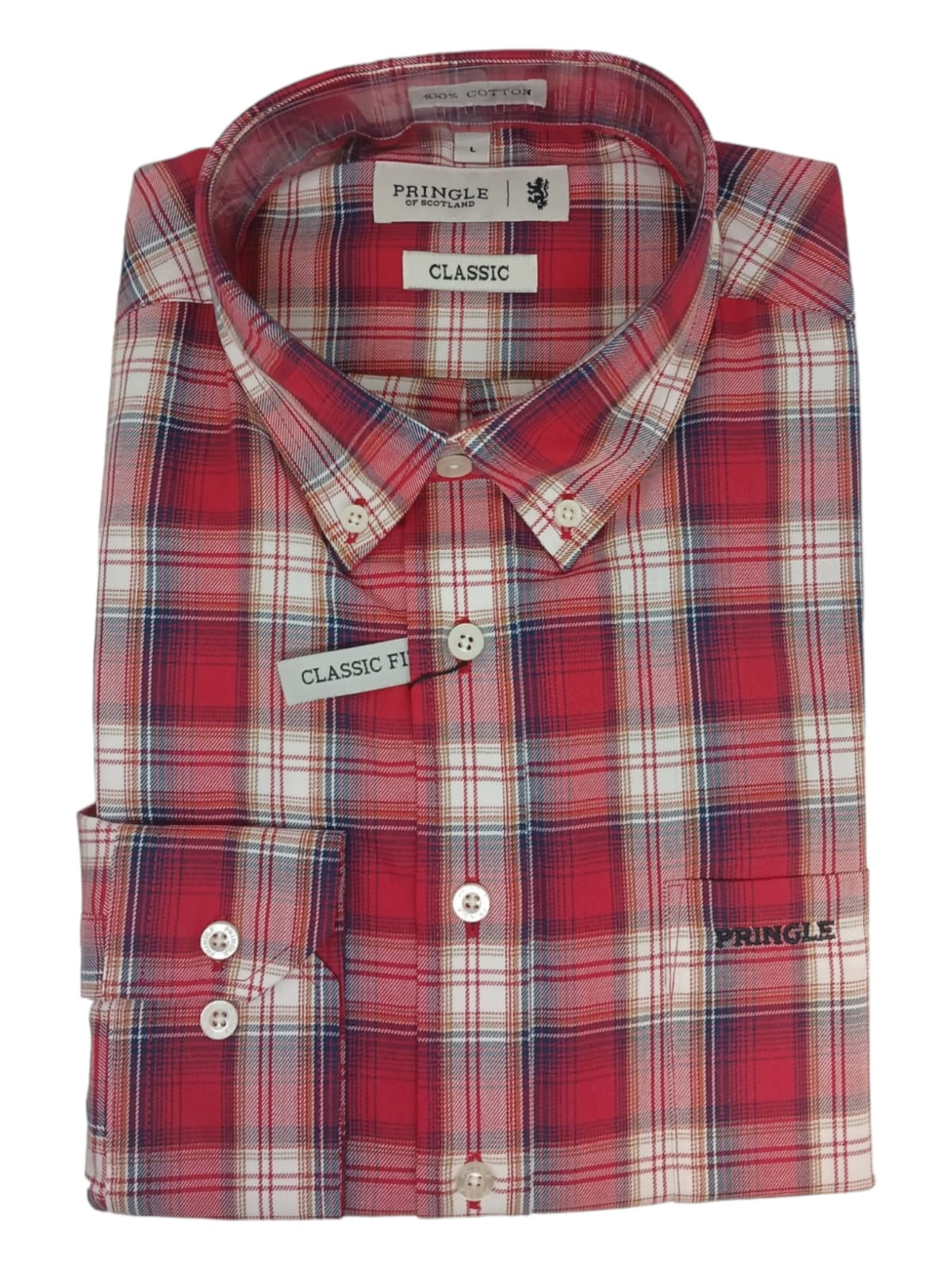 Pringle Mens Floyd Long Sleeve Check Classic Shirt In Red