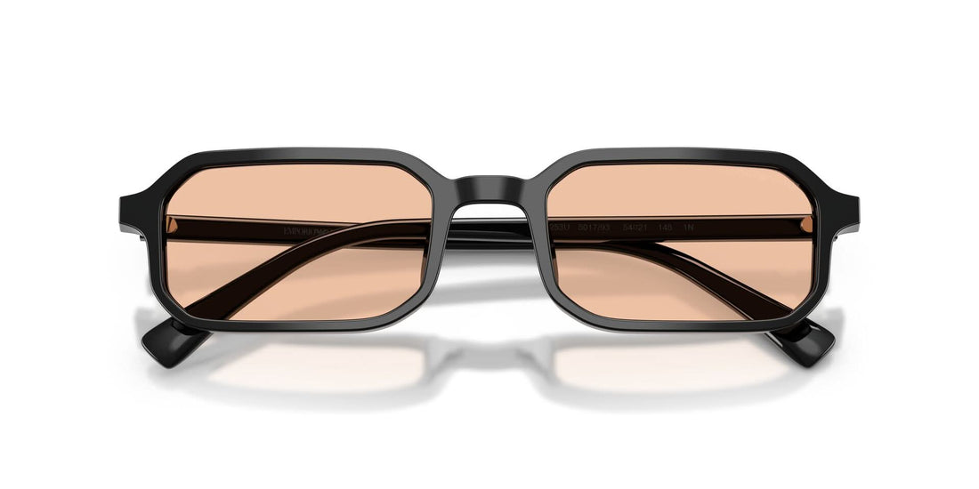 Emporio Armani Mens Rectangle Full Rim Sunglasses In Black/Orange