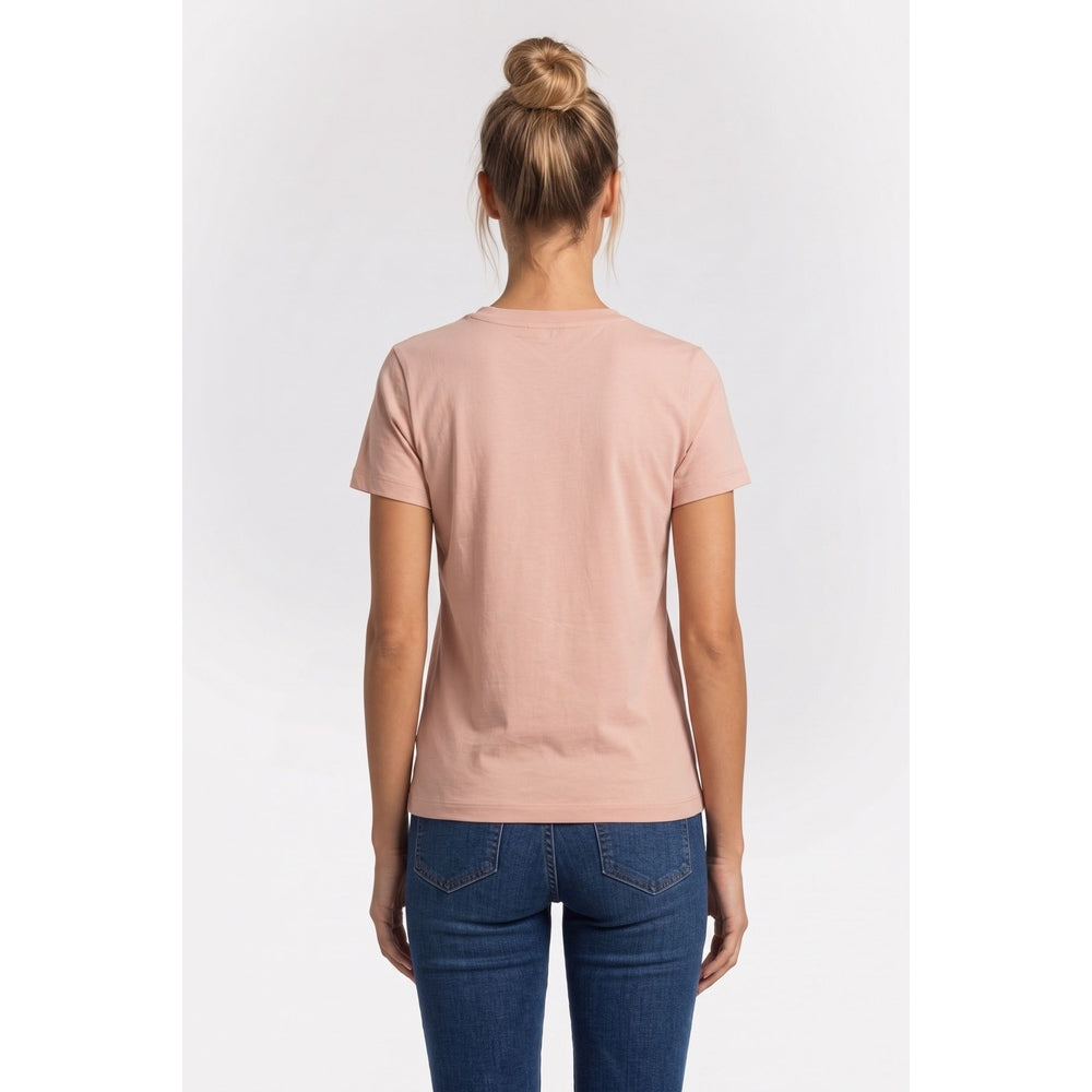 Calvin Klein Womens Short Sleeve Monogram V-neck T-Shirt In Peach