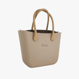 Fenn Black Print Gold Zip Handbag In Stone