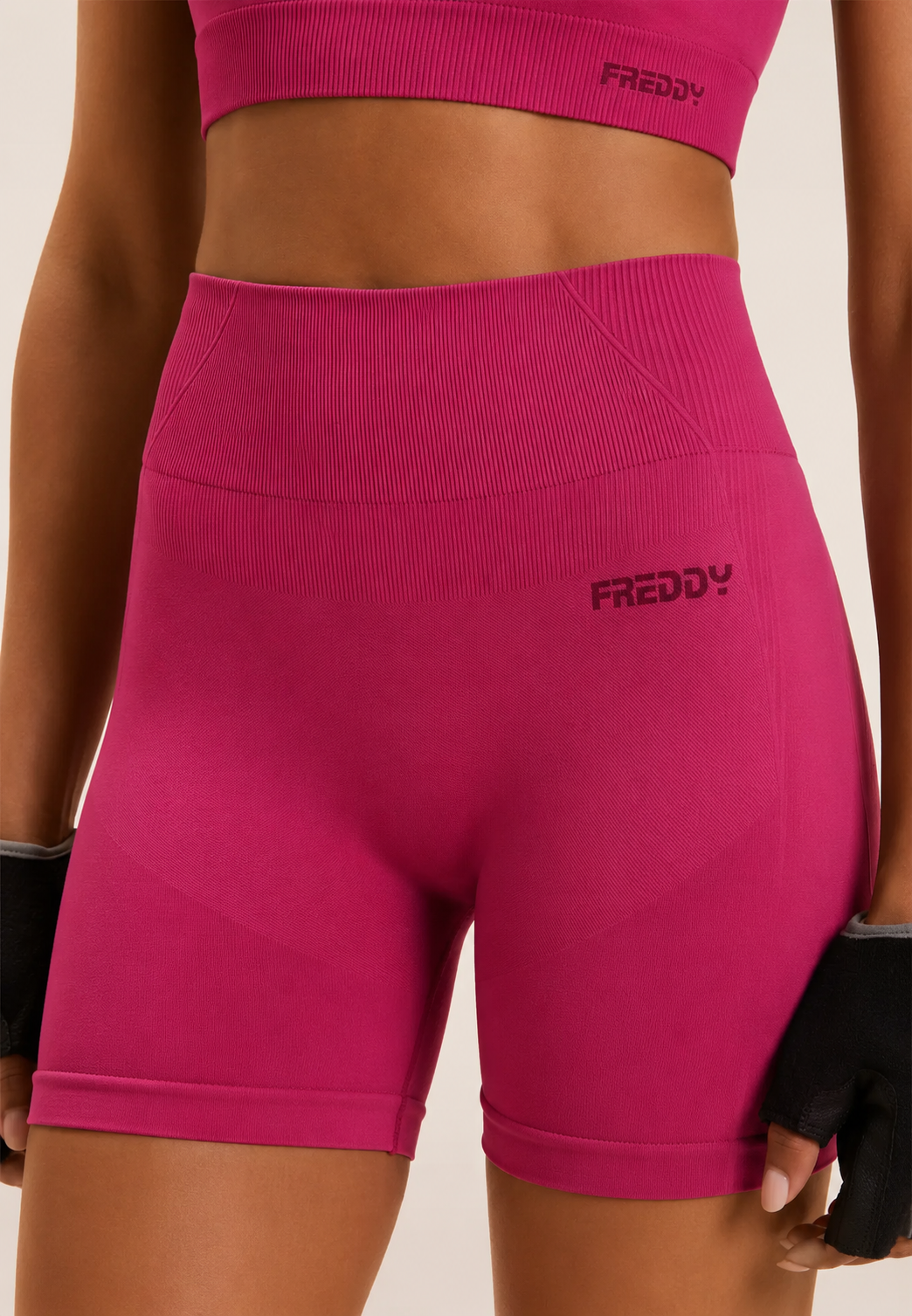 Freddy Womens Knitted Seamless Legging Short In Pink