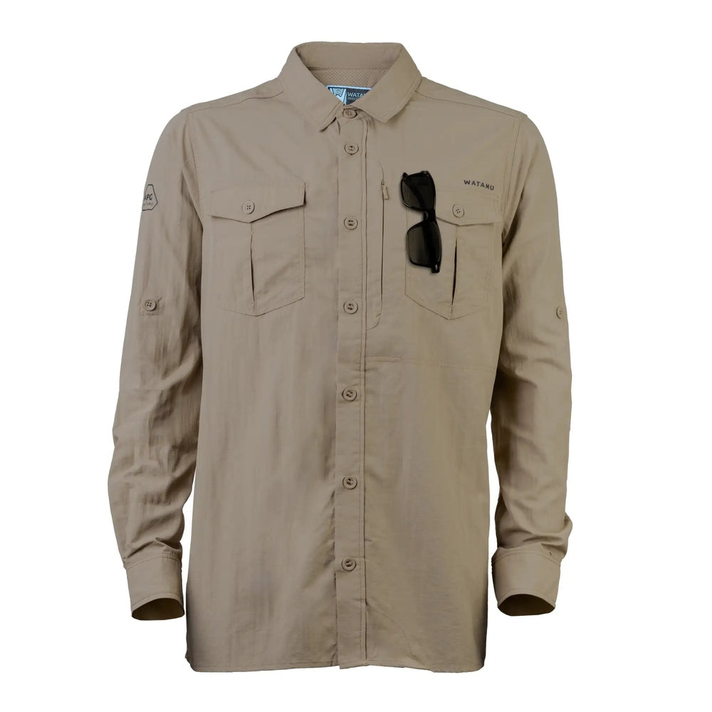 Watamu Mens Jambo Jambo Long Sleeves Shirt In Khaki