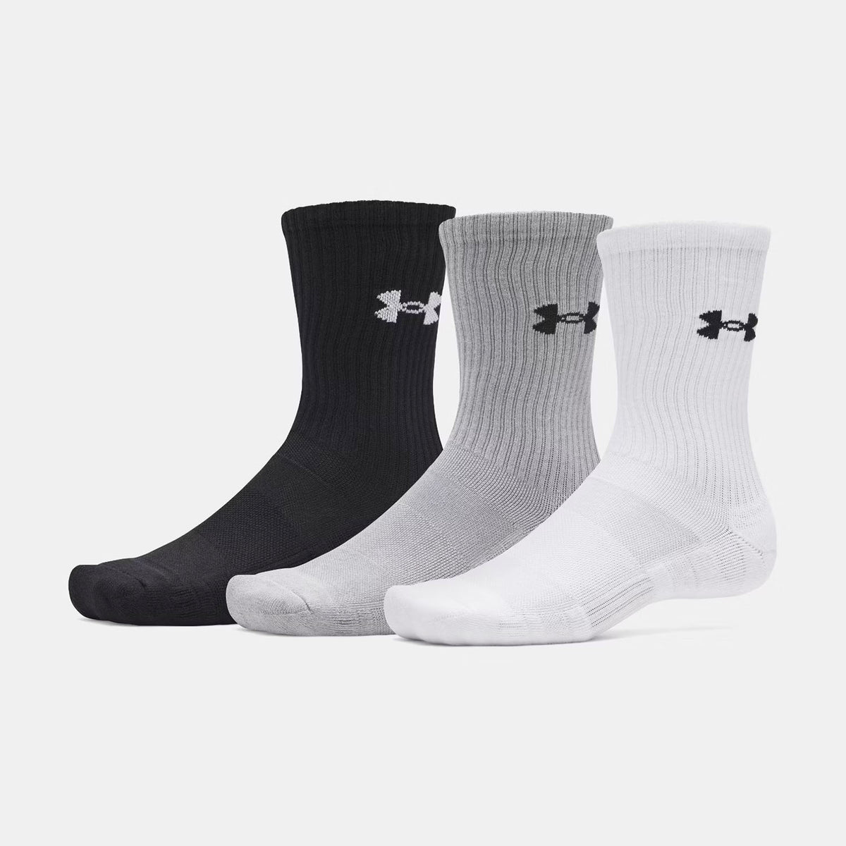 Under Armour Unisex  Perfomance 3 Pack Cotton Crew Socks In Black & White