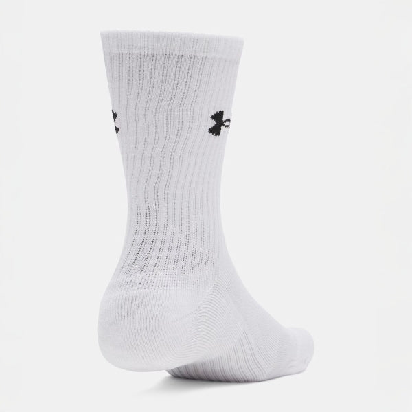 Under Armour Unisex  Perfomance 3 Pack Cotton Crew Socks In Black & White