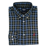 Polo Mens Long Sleeve Gingham Check Weekender Shirt In Blue & Grey