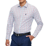 Polo Mens Long Sleeve Small Check Shirt In Light Blue