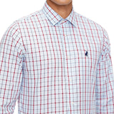 Polo Mens Long Sleeve Small Check Shirt In Light Blue
