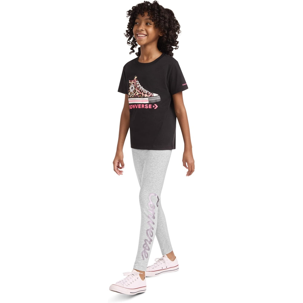 Converse Girls Legging With Metalic Ink In Grey
