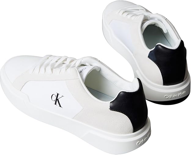 Calvin Klein Mens Chunky Lth Mix Shoes White And Black