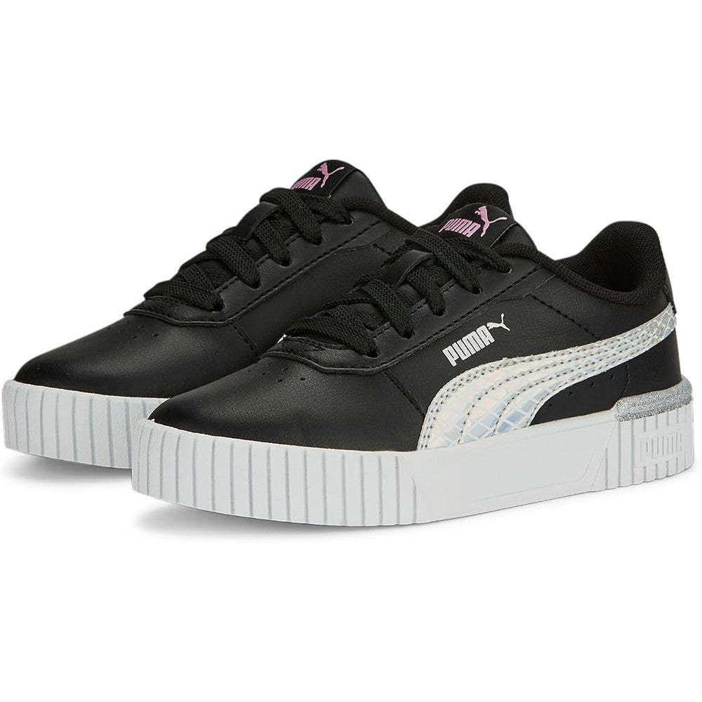 Puma Girls Carina 2.0 Mermaid PS Sneakers In Black/Lilac Chiffon/Silver