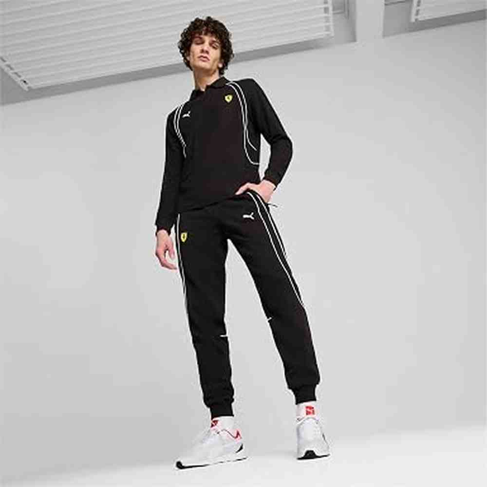 Puma Mens Ferrari Race Long Sleeves Polo T-Shirt In Black