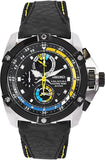 Seiko Gents Black Steel Leather Watch