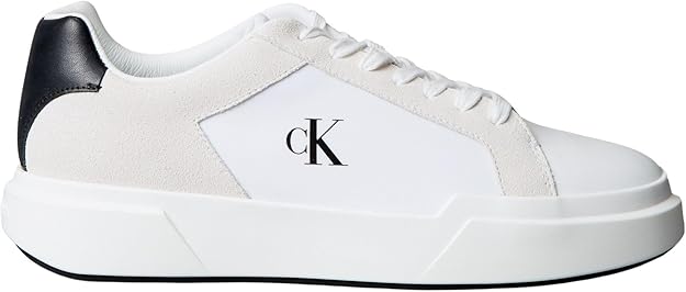 Calvin Klein Mens Chunky Lth Mix Shoes White And Black