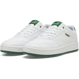Puma Mens Court Classic Sneakers In White/Green/Gold